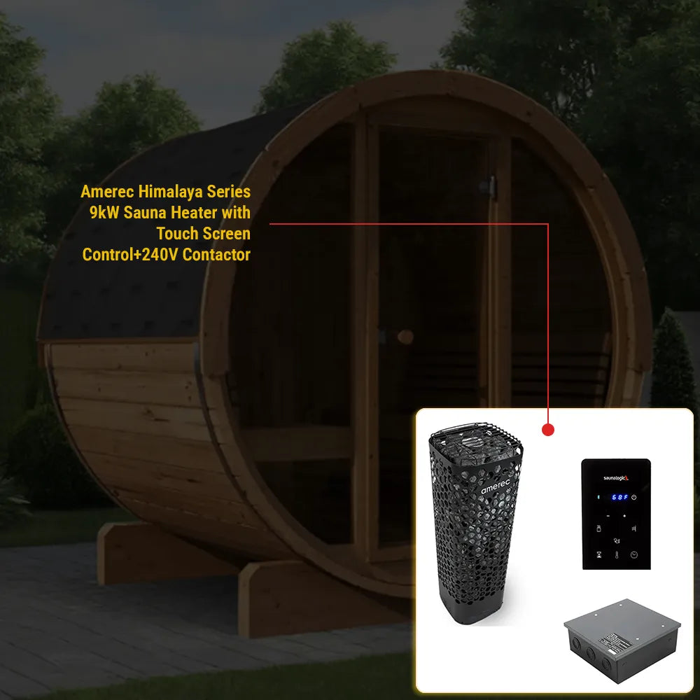 SaunaLife Model E8G Sauna Barrel Glass Front