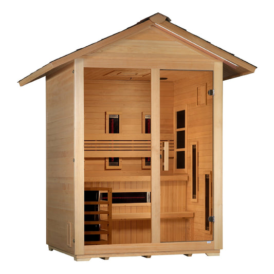 Golden Designs "Carinthia" 3 Person Hybrid PureTech™ Full Spectrum IR or Traditional Stove Outdoor Sauna