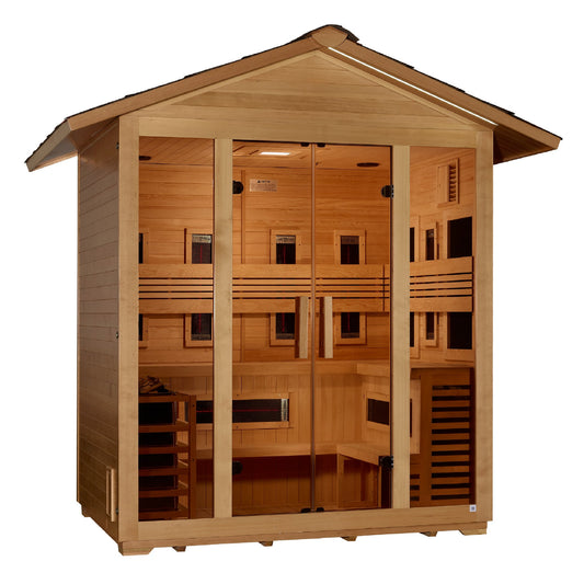 Golden Designs "Gargellen" 5 Person Hybrid PureTech™ Full Spectrum IR or Traditional Stove Outdoor Sauna