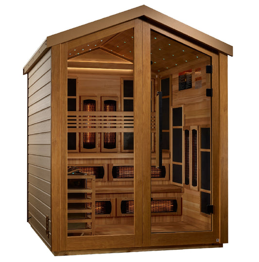Golden Designs "Kaskinen" 6 Person Barn Hybrid PureTech™ Full Spectrum IR or Traditional Stove Outdoor Sauna