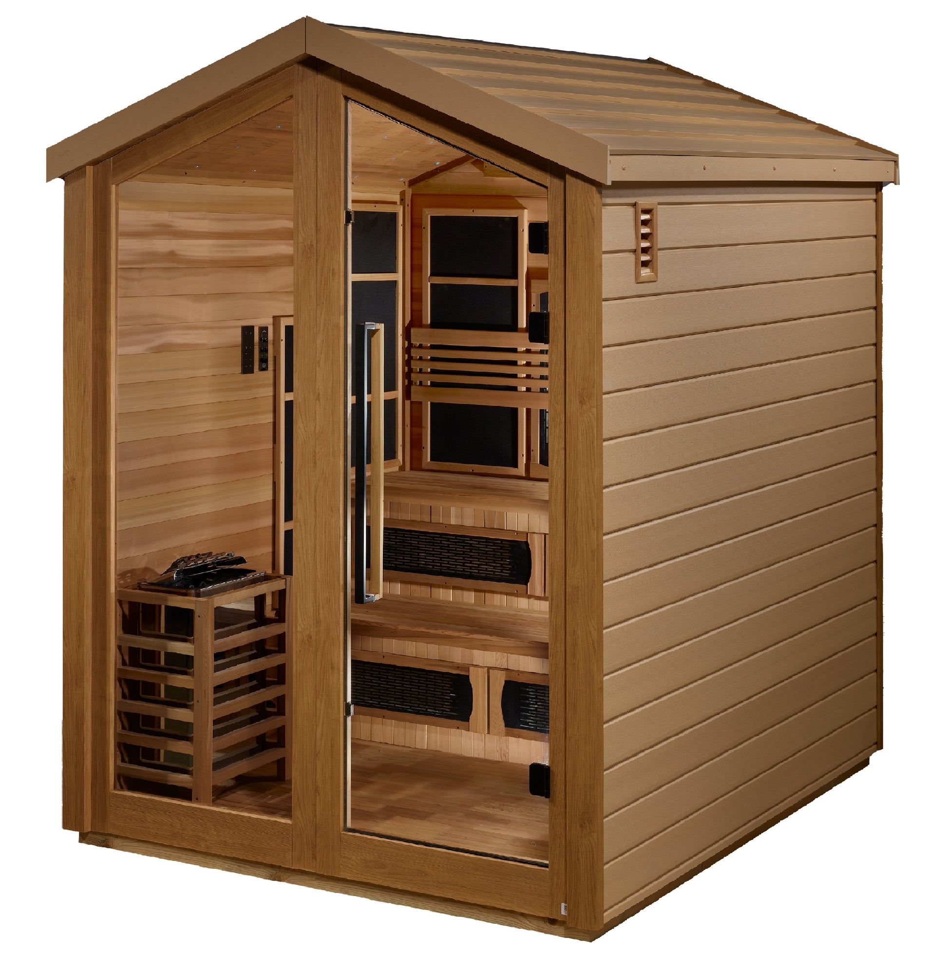 Golden Designs "Kaskinen" 6 Person Barn Hybrid PureTech™ Full Spectrum IR or Traditional Stove Outdoor Sauna