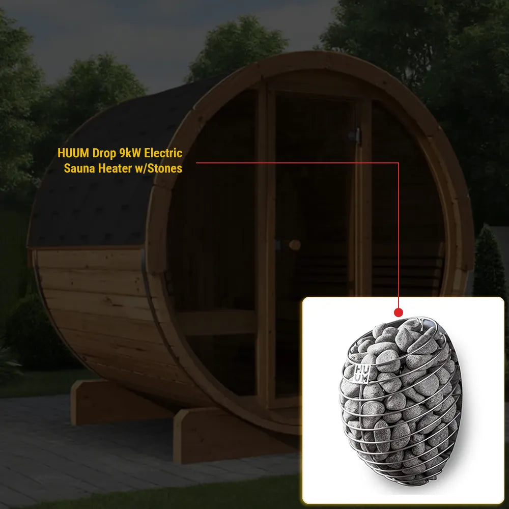 SaunaLife Model E8G Sauna Barrel Glass Front