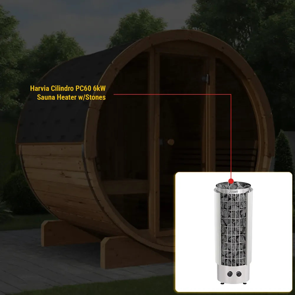 SaunaLife Model E8G Sauna Barrel Glass Front
