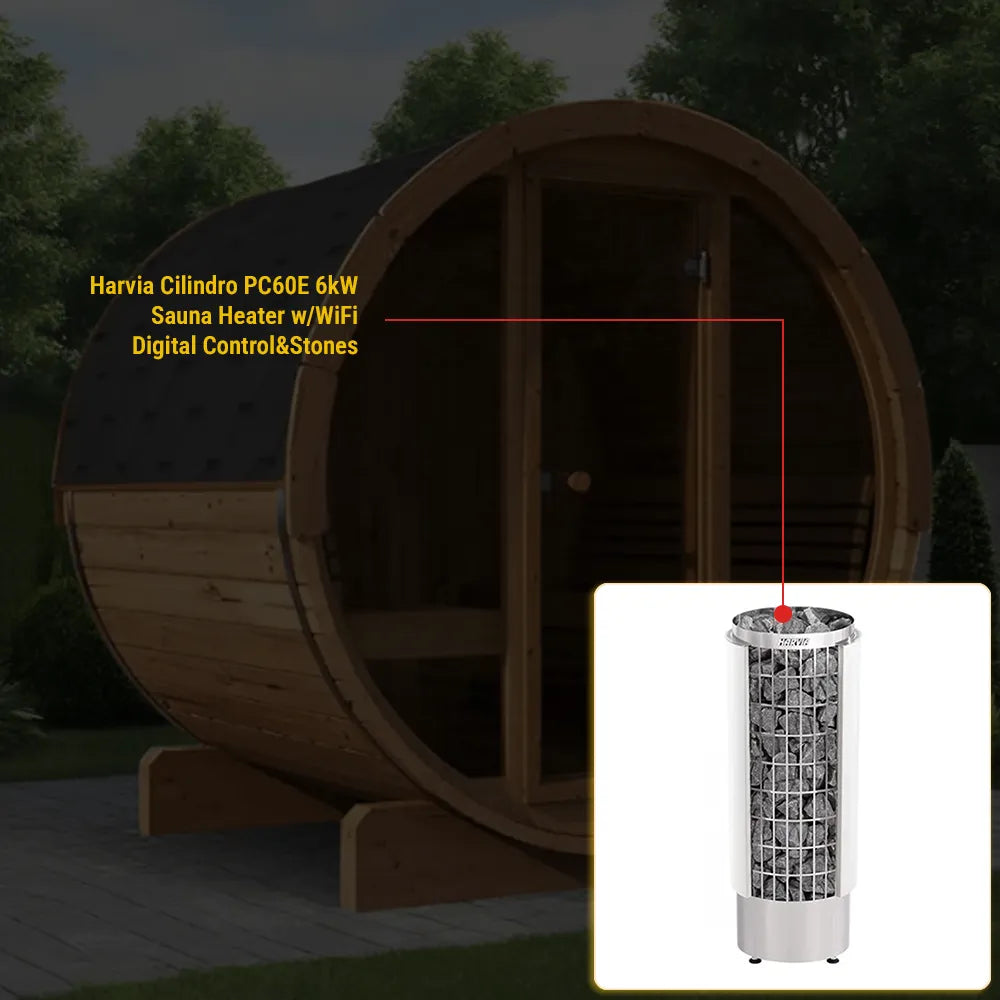 SaunaLife Model E8G Sauna Barrel Glass Front