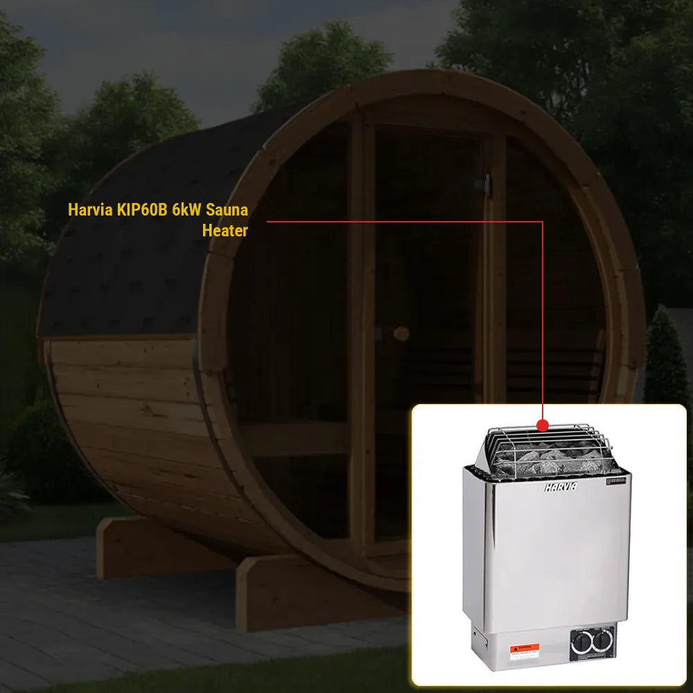 SaunaLife Model E8G Sauna Barrel Glass Front