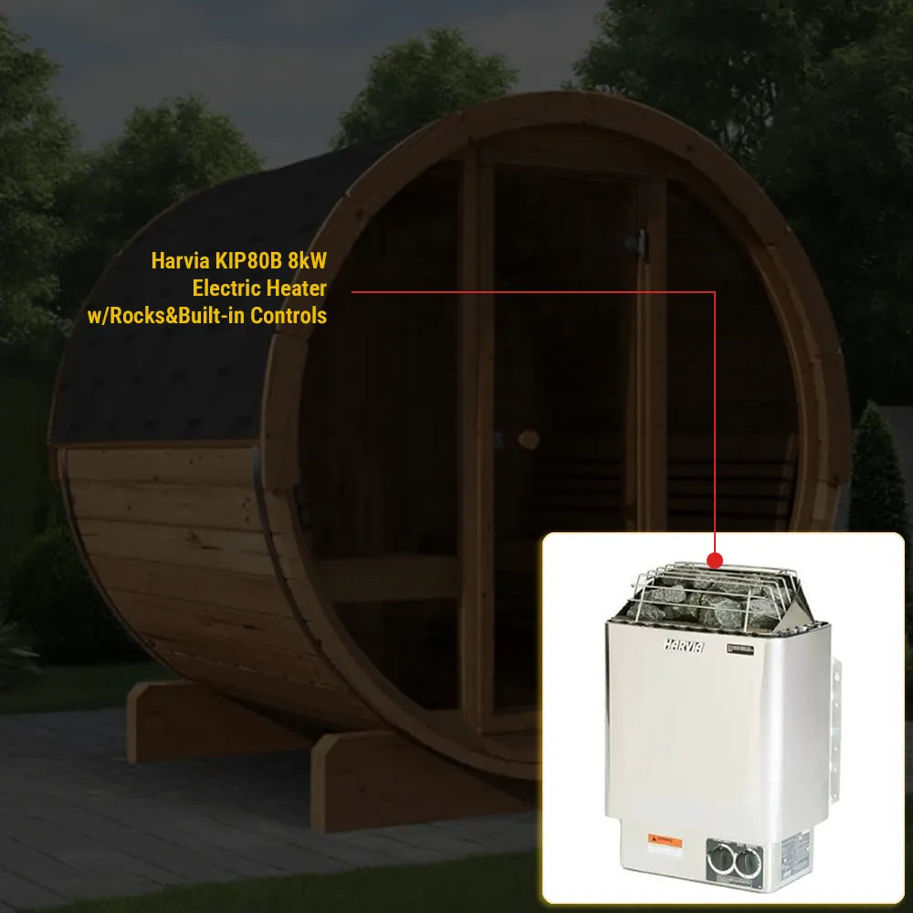 SaunaLife Model E8G Sauna Barrel Glass Front