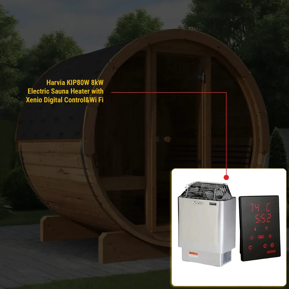 SaunaLife Model E8G Sauna Barrel Glass Front
