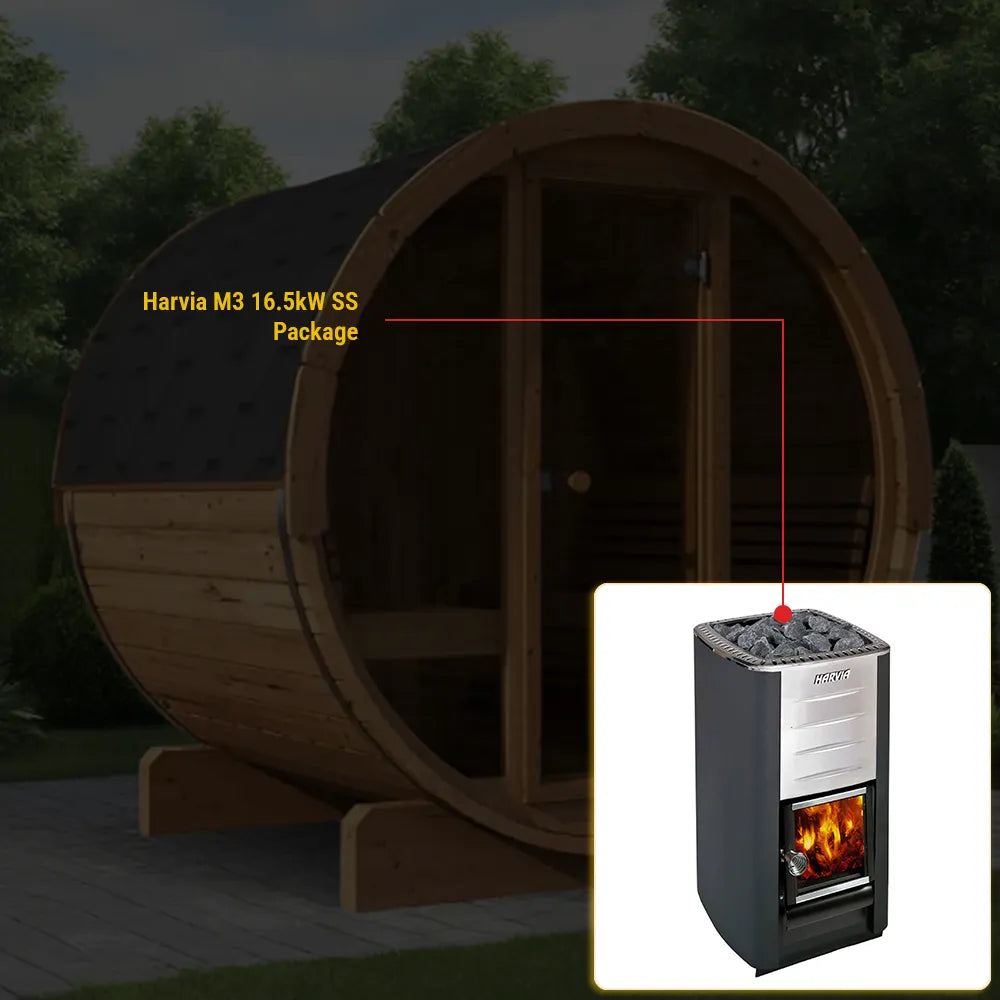 SaunaLife Model E8G Sauna Barrel Glass Front