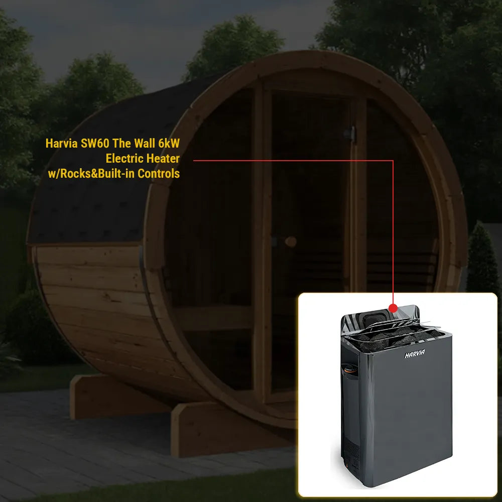 SaunaLife Model E8G Sauna Barrel Glass Front