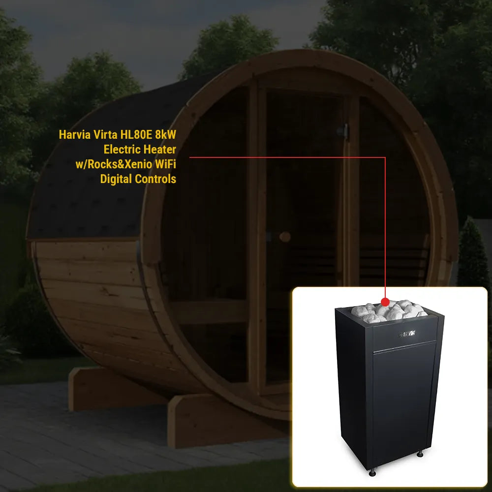 SaunaLife Model E8G Sauna Barrel Glass Front
