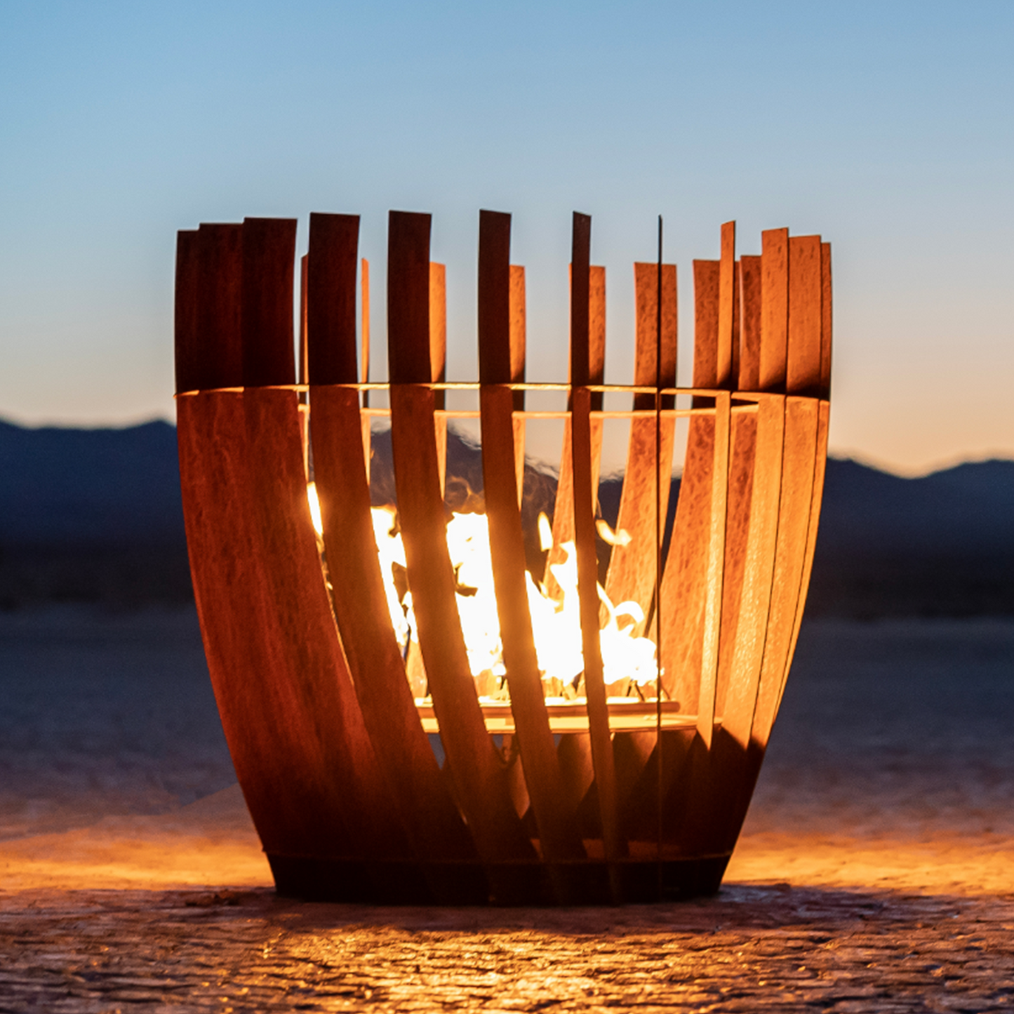 36" The Aurora Fire Sculpture - Corten Steel Construction